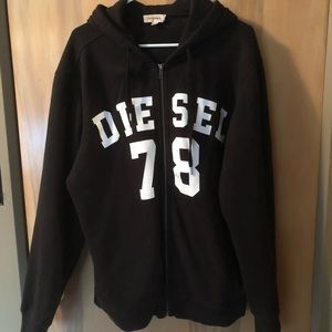 Diesel Industry 1978 Black Zip-up Sweatshirt Sz XL